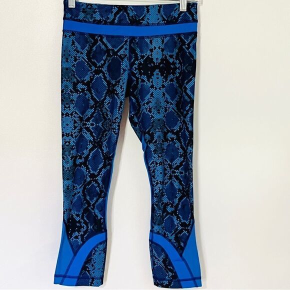 Lululemon Inspire Crop II Mesh Mini Ziggy Snake Sapphire Blue Pipe Leggings 4 - Picture 3 of 13
